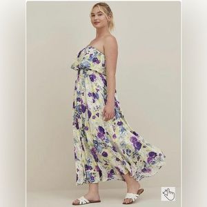 BNWT Torrid Size 2 Challis Maxi Strapless Dress